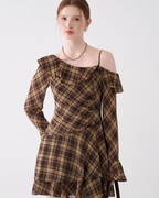 Ruffle Plaid Short Dress JIU0018