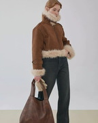 Stand Neck Mouton Short Coat JIU0014