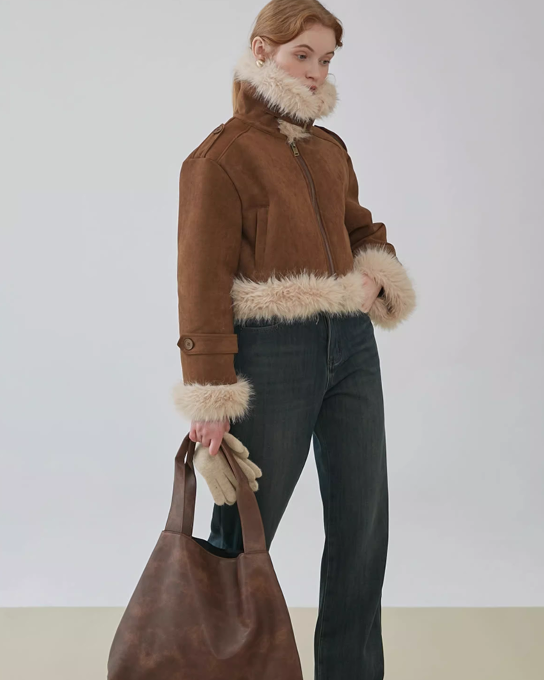 Stand Neck Mouton Short Coat JIU0014