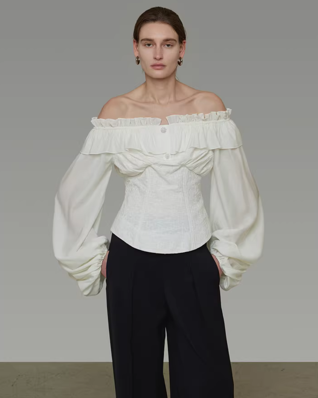 Double Ruffle Off-Shoulder Top UNS0053