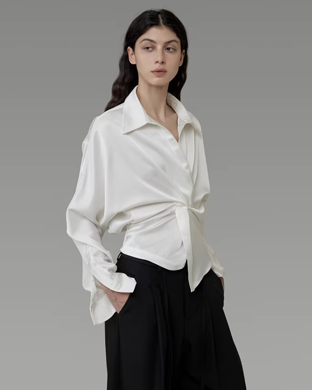 Asymmetrical Long-Sleeve Shirt UNS0007