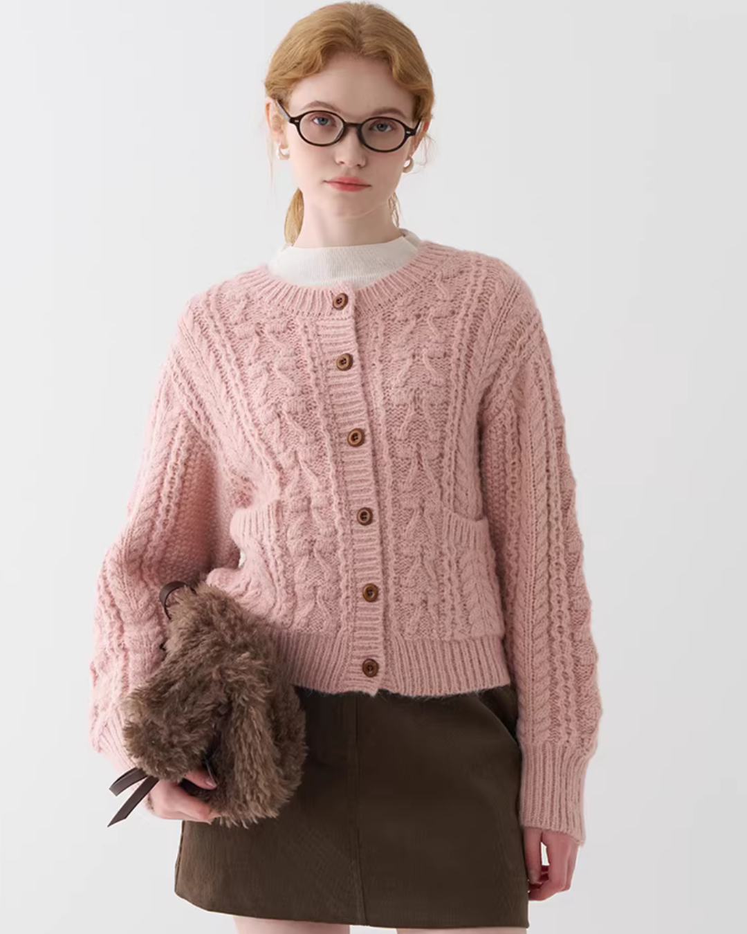 Ribbon Round Neck Knit Cardigan JIU0044