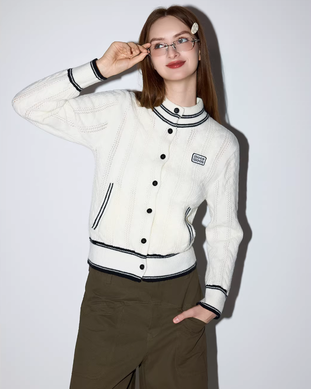 Stand Collar Knit Cardigan MDB0034