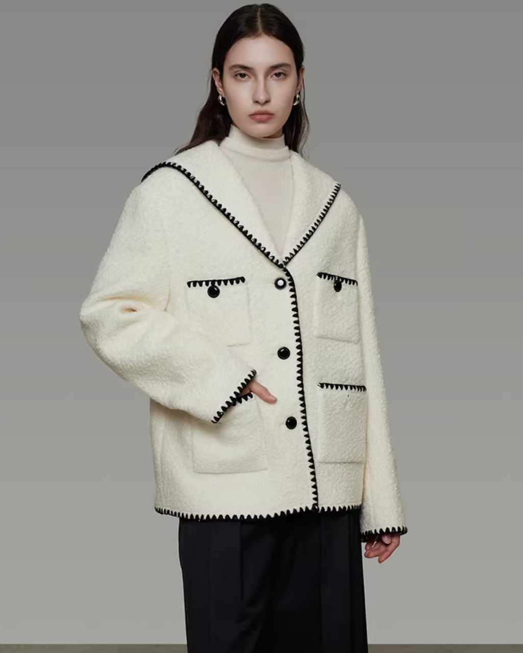 Color-Block Chic Tweed Jacket UNS0004