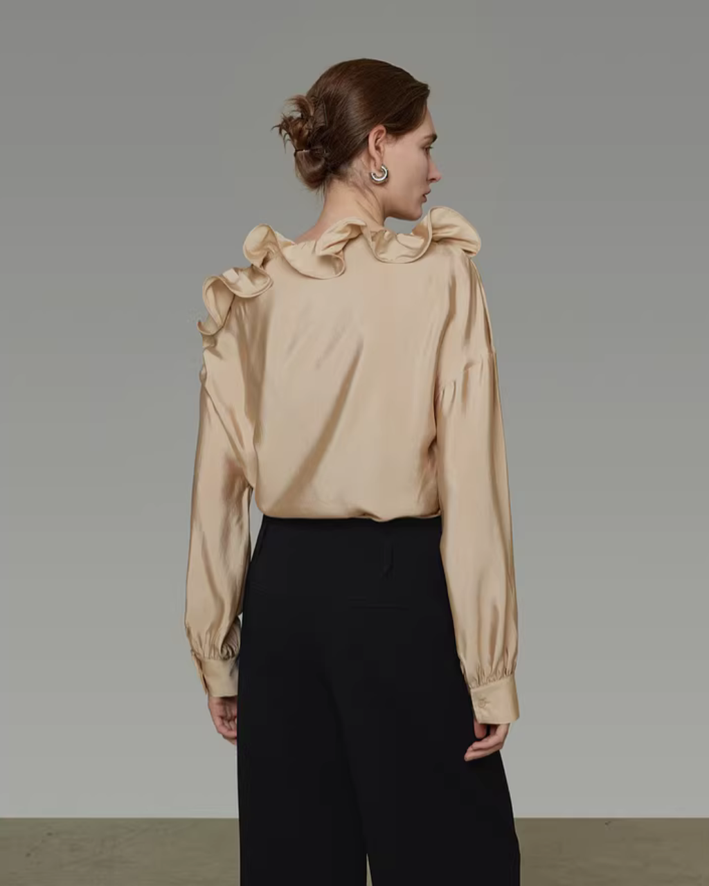 Lace Asymmetrical Satin Shirt UNS0048