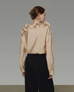 Lace Asymmetrical Satin Shirt UNS0048