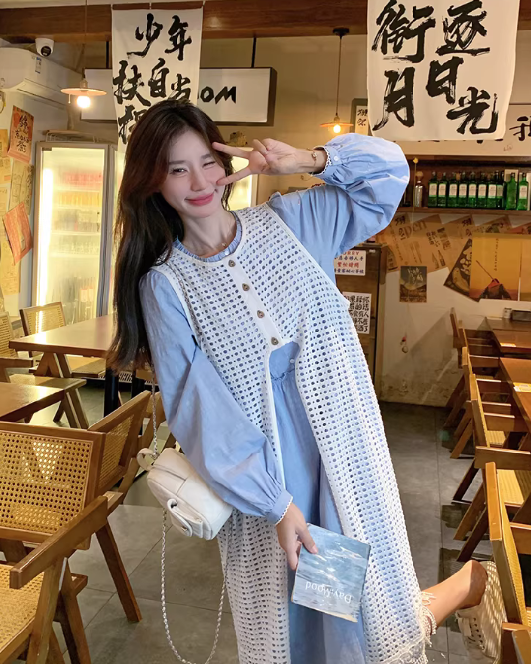 Shirt Dress / Knit Long Vest QAZ0086