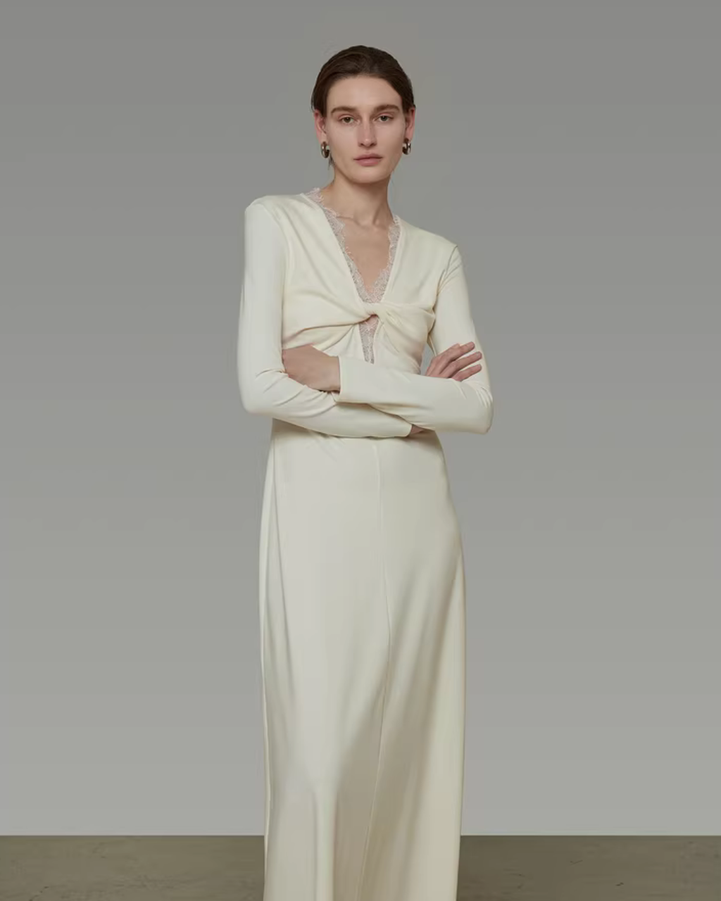 V-Neck Lace Patchwork Dress UNS0049