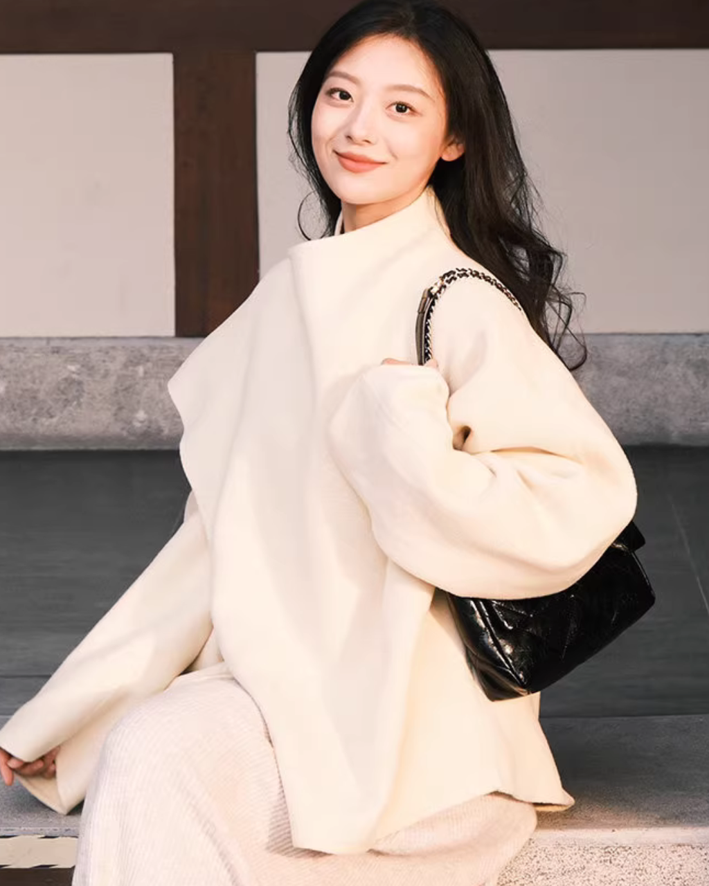 Irregular Collar Double-Faced Coat UNS0032