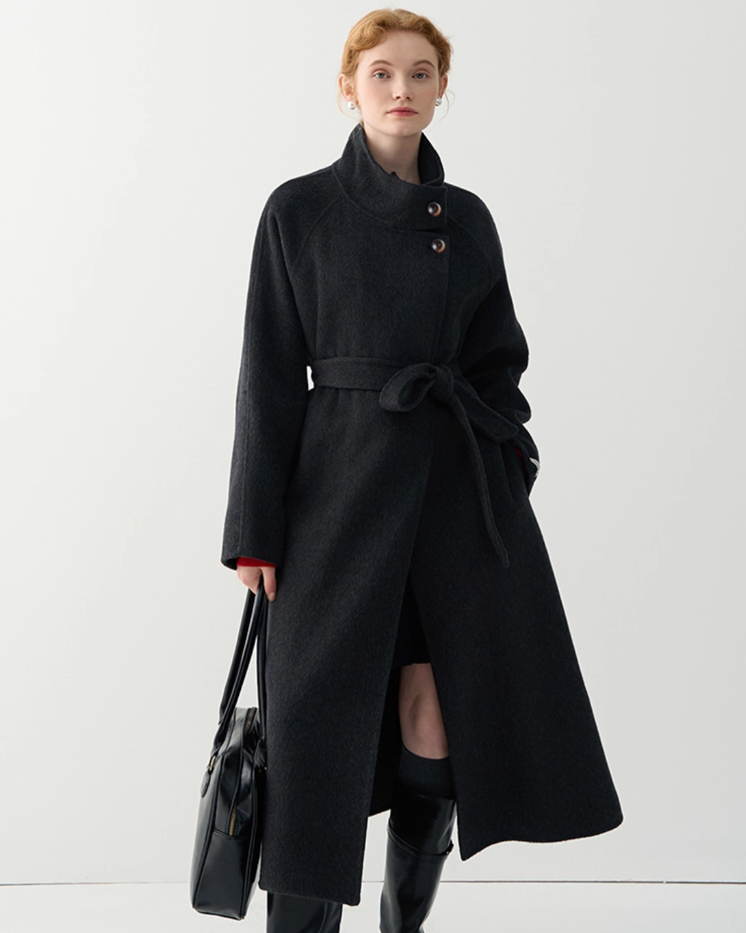 Stand Neck Wool Coat JIU0013