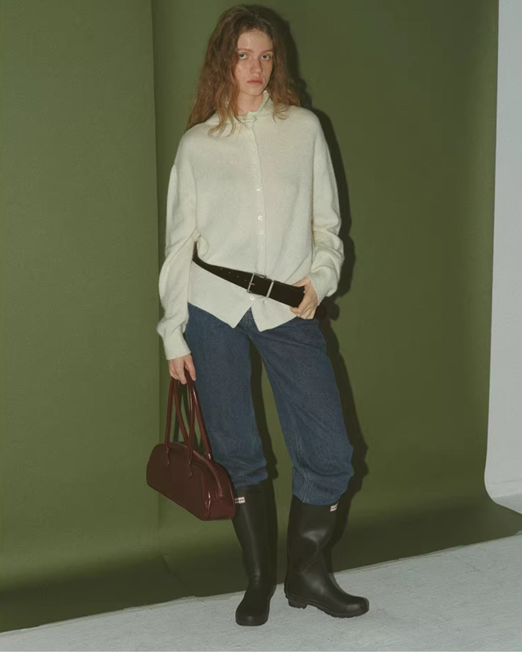 Wool Half-Turtleneck Knit Cardigan RLZ0013