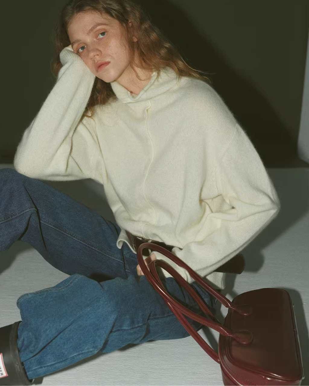 Wool Half-Turtleneck Knit Cardigan RLZ0013