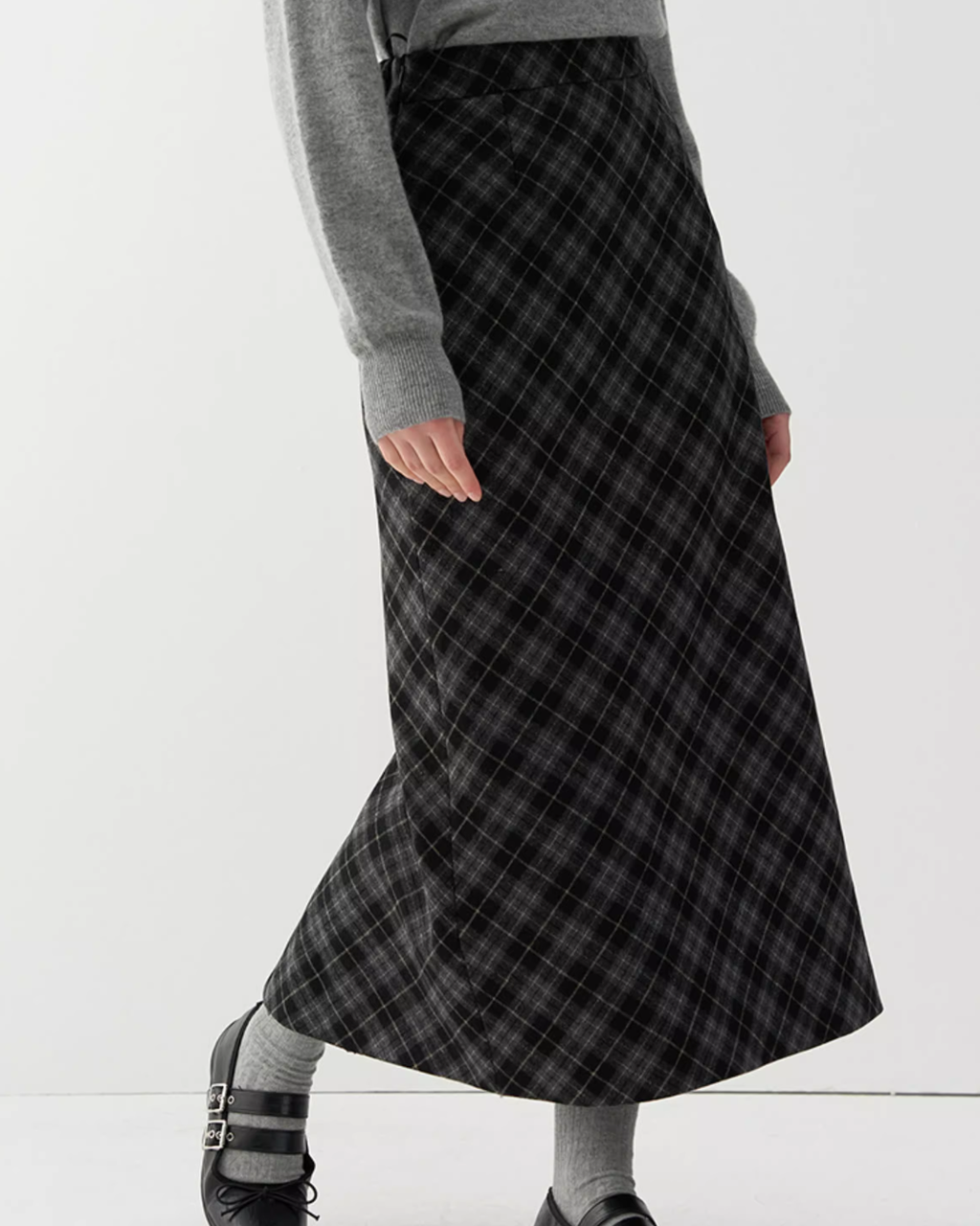 Retro Plaid Wool Skirt JIU0005