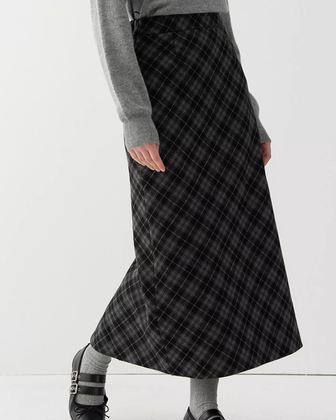 Retro Plaid Wool Skirt JIU0005