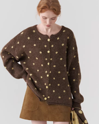 Polka Dot Knit Top with Scarf JIU0051