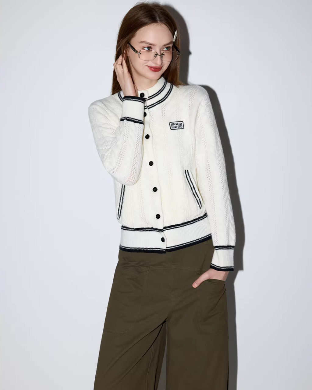 Stand Collar Knit Cardigan MDB0034