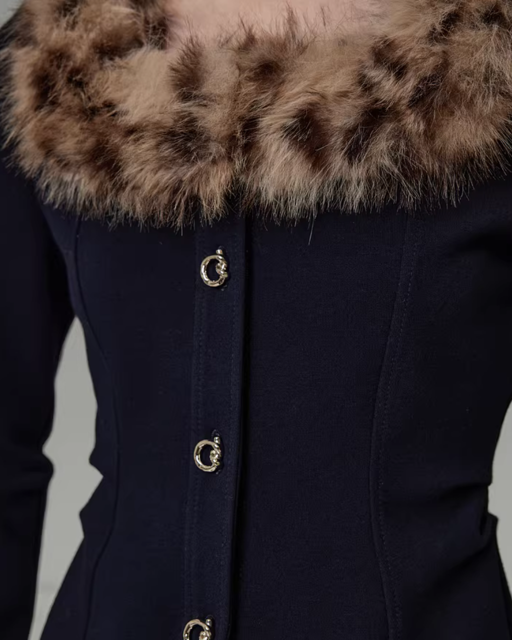 Fur Collar Slim Short Top UNS0040