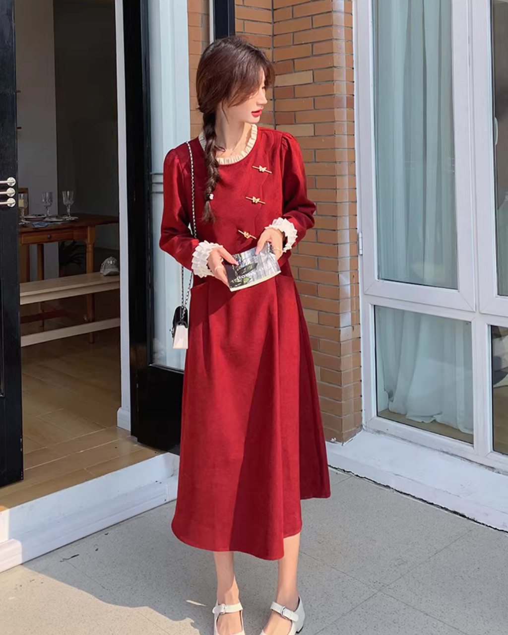 Pearl China Button Dress QAZ0084