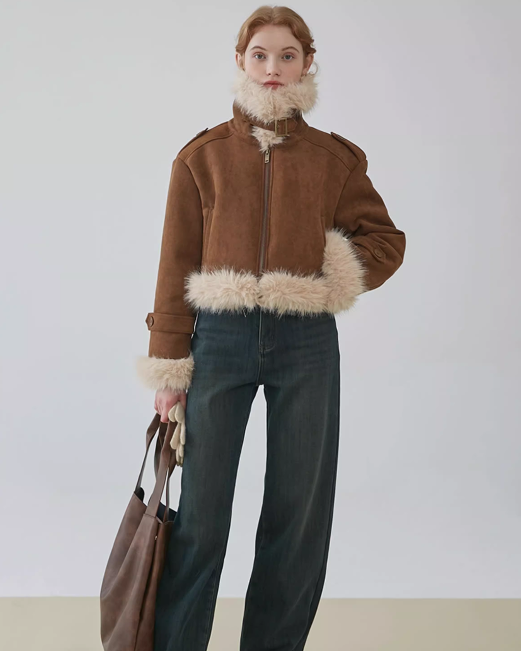 Stand Neck Mouton Short Coat JIU0014