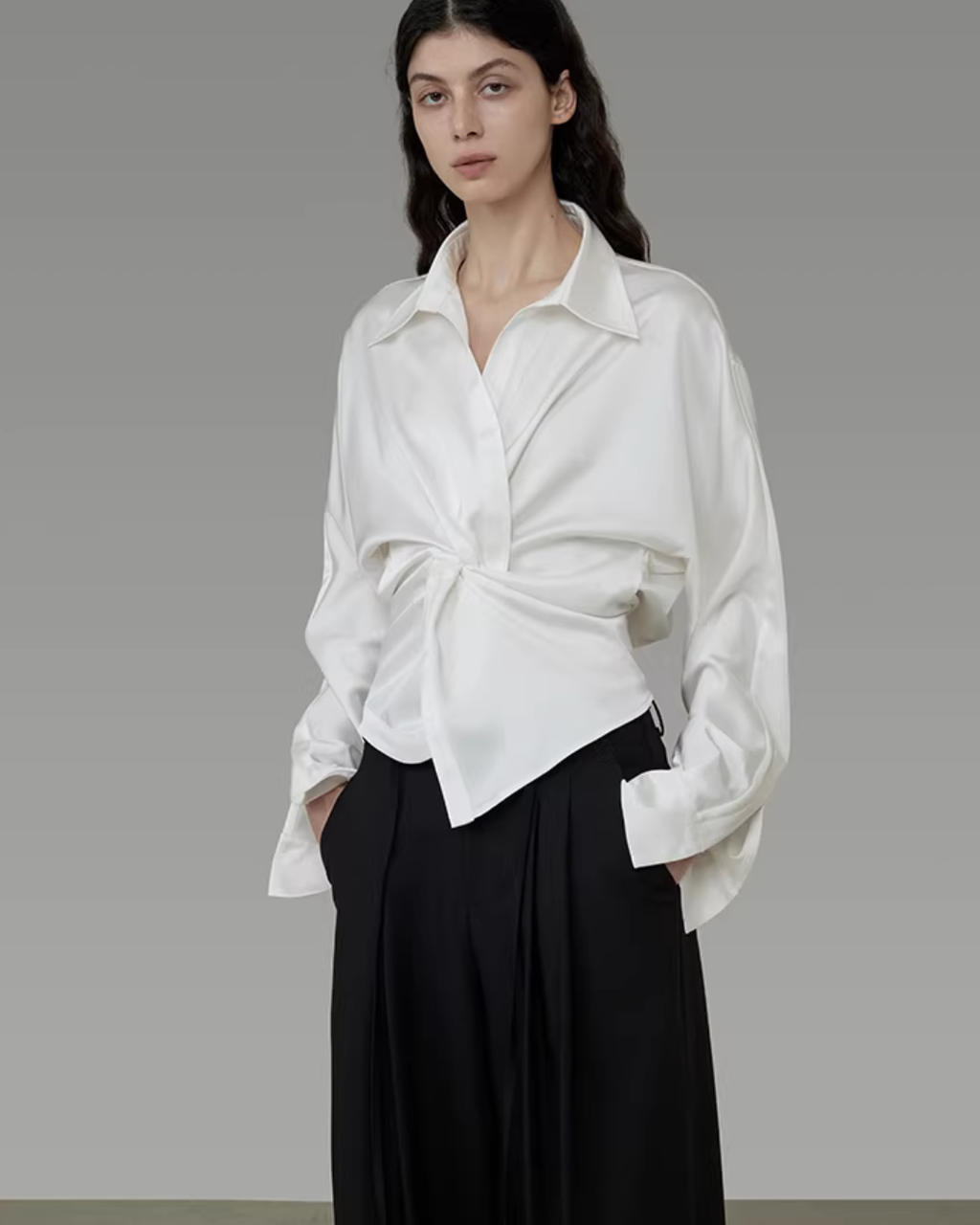 Asymmetrical Long-Sleeve Shirt UNS0007