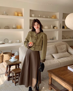 Chanel-Style Jacket / Brown Leather Skirt QAZ0015