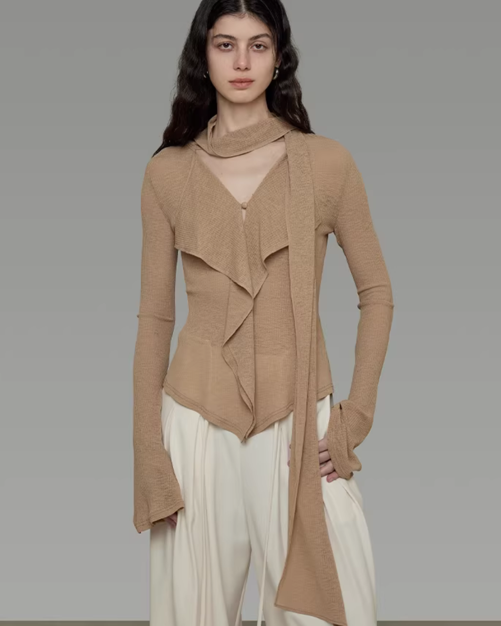 Bow-Tie Flare Sleeve Blouse UNS0006