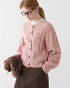 Ribbon Round Neck Knit Cardigan JIU0044