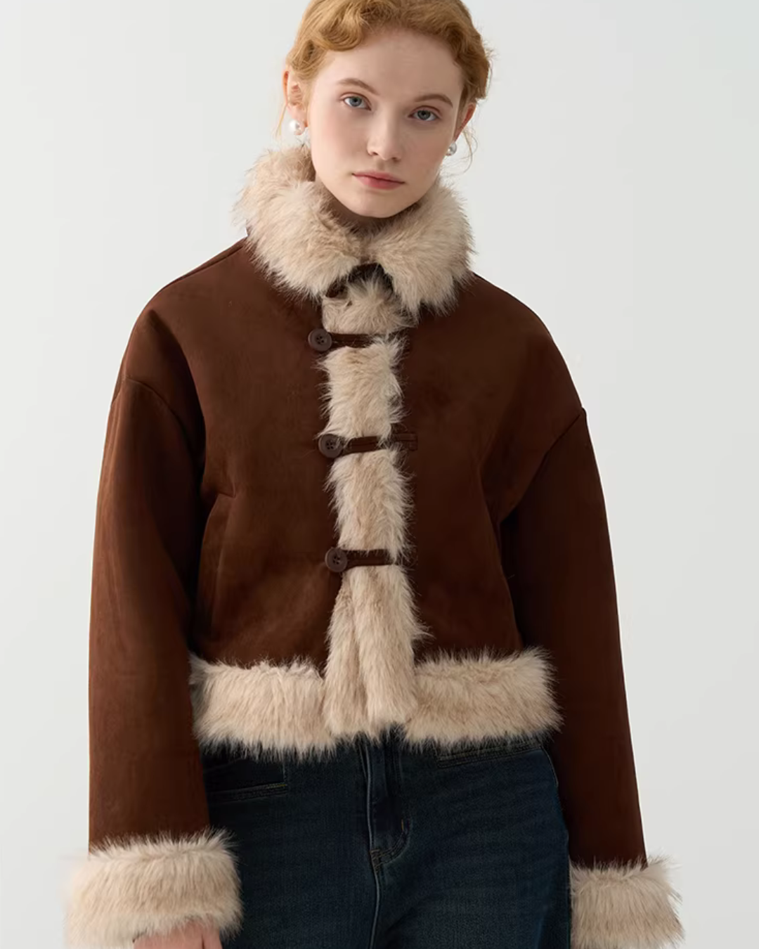 High-Neck Suede Mustang Coat JIU0027