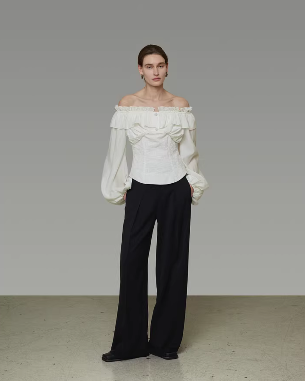 Double Ruffle Off-Shoulder Top UNS0053