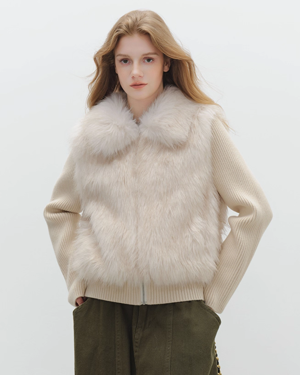 Fur Vest Docking Knit Zip BBG0003