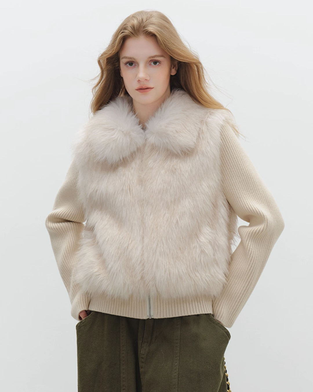Fur Vest Docking Knit Zip BBG0003