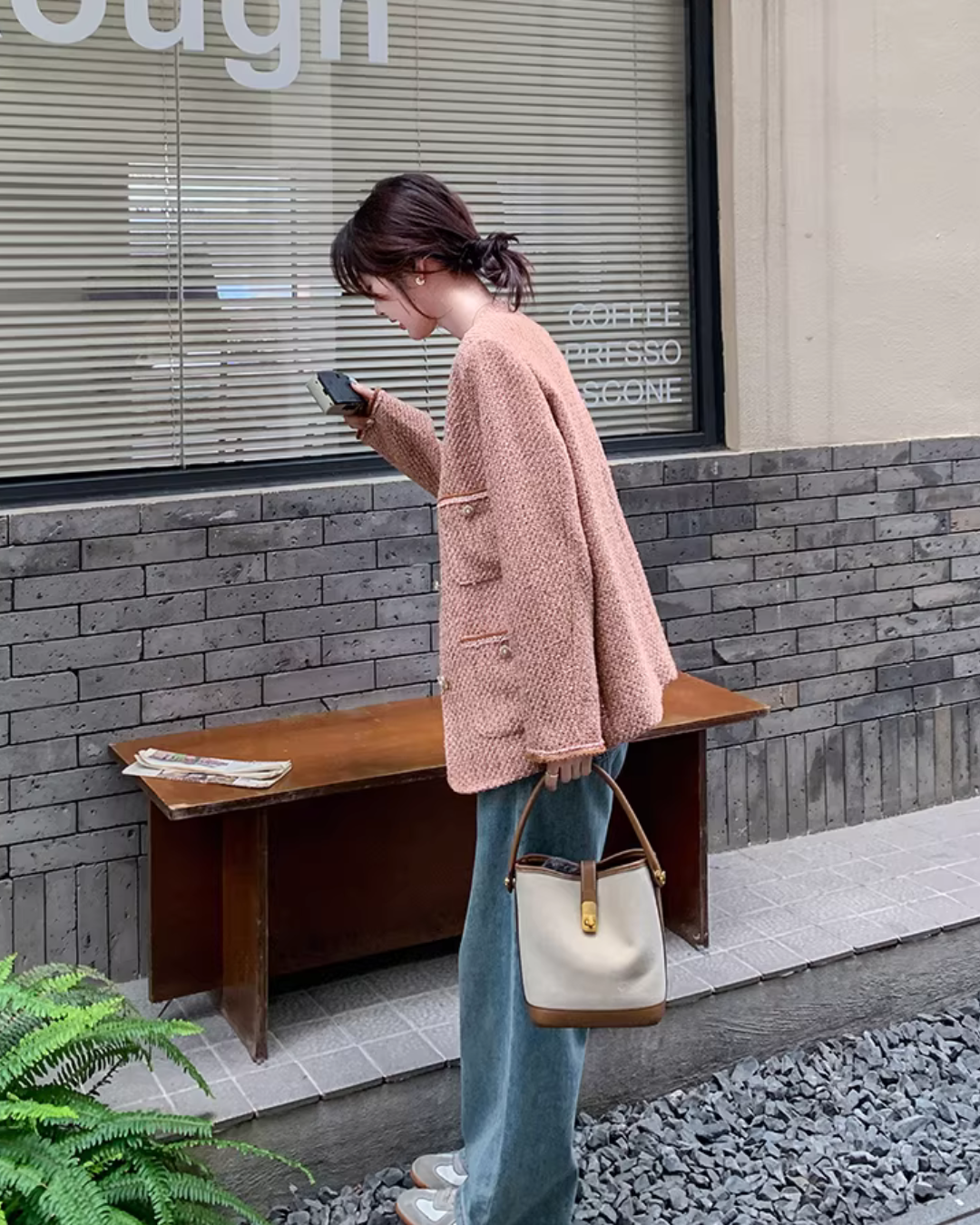 Retro Pink Tweed Jacket QAZ0011