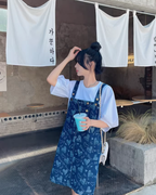 All-Over Print Denim Overall Skirt QAZ0094