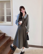 Classic Ribbon Vest / Pleated Skirt / Puff Sleeve Blouse QAZ0051