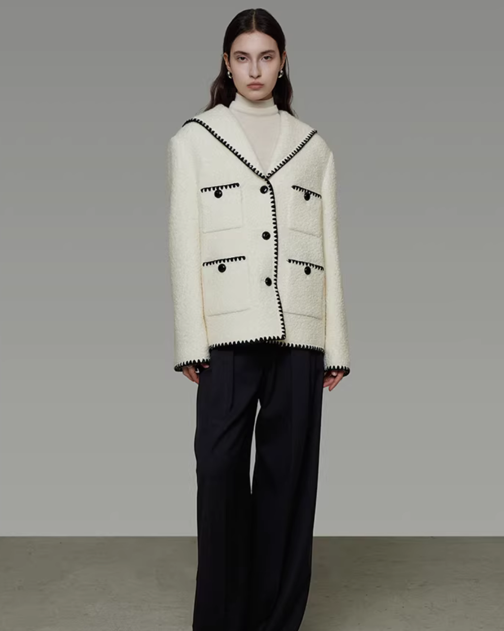 Color-Block Chic Tweed Jacket UNS0004