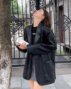 Fake Leather Oversized Jacket QAZ0055