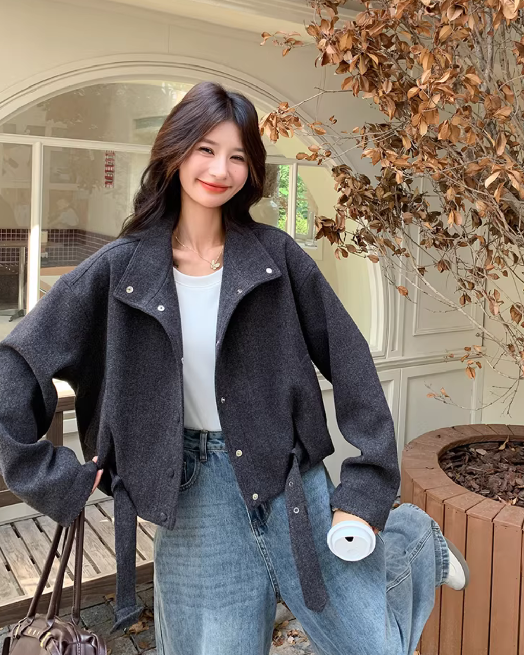 Stand Collar Short Jacket QAZ0060