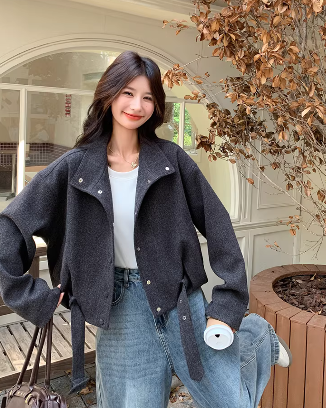 Stand Collar Short Jacket QAZ0060
