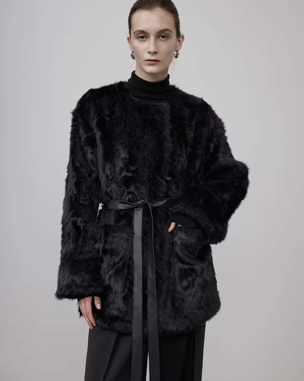 Fur Mid-Length Coat UNS0003