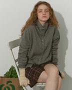 Wool Half-Turtleneck Knit Cardigan RLZ0013