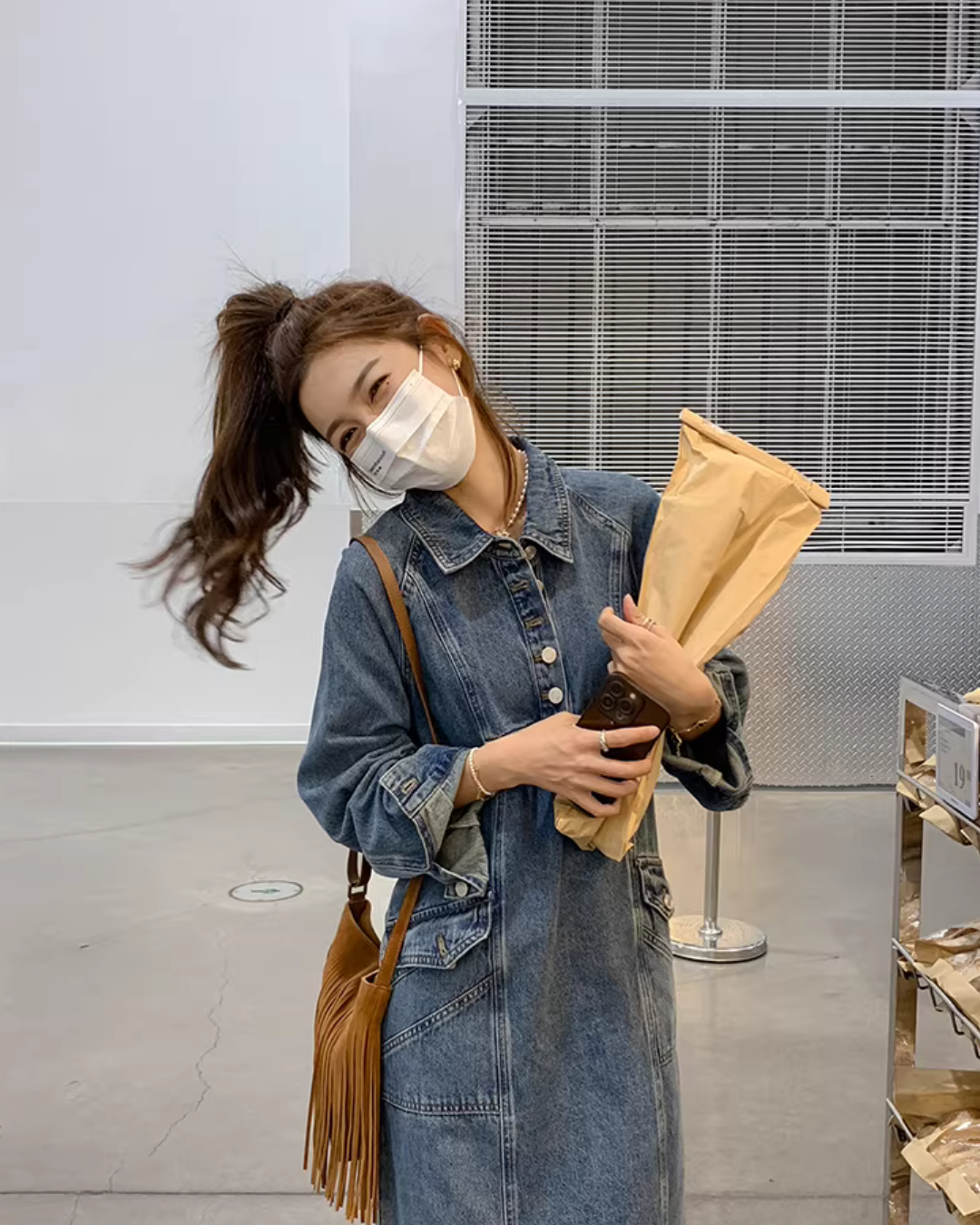 Vintage Denim Shirt Dress QAZ0062