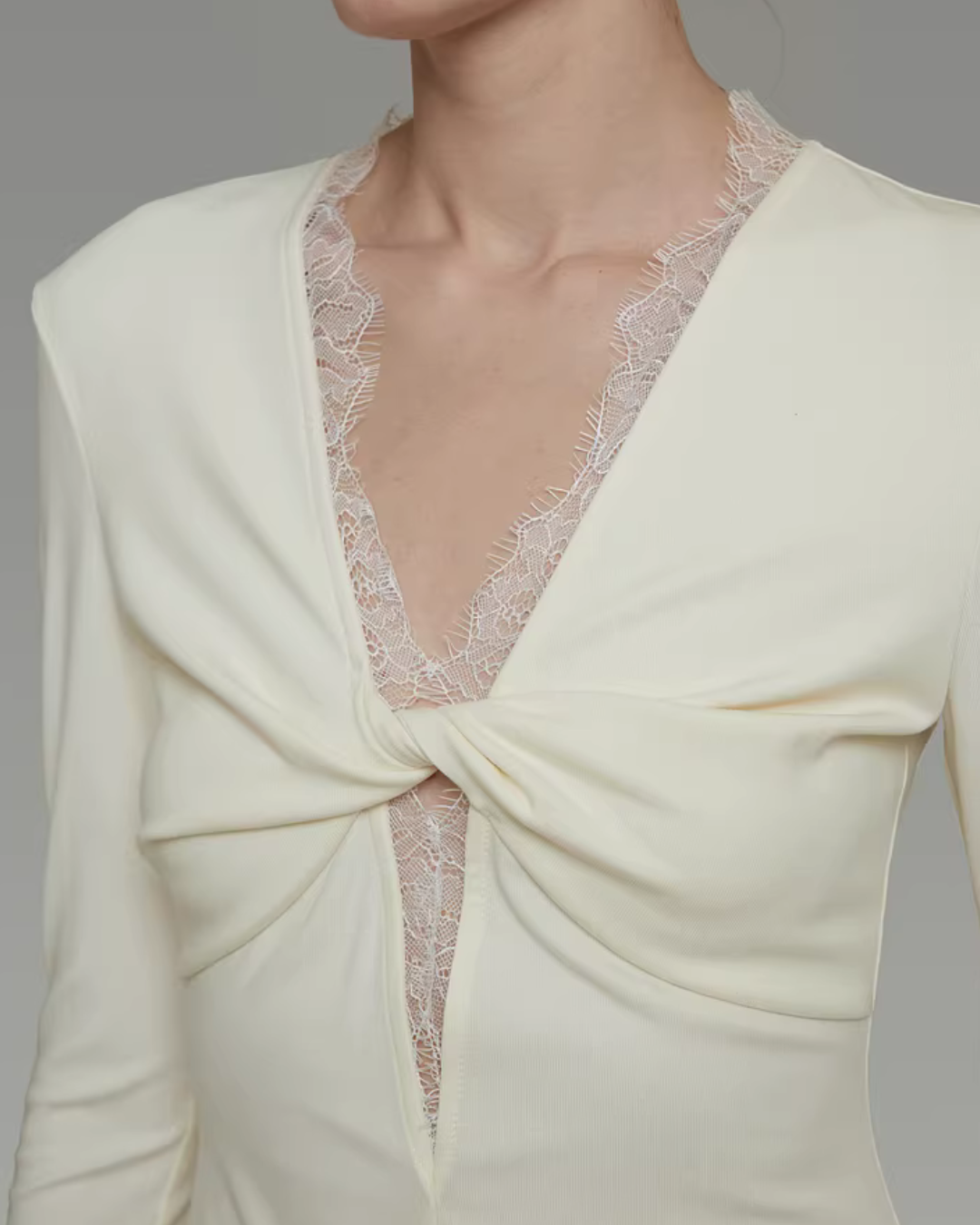 V-Neck Lace Patchwork Dress UNS0049