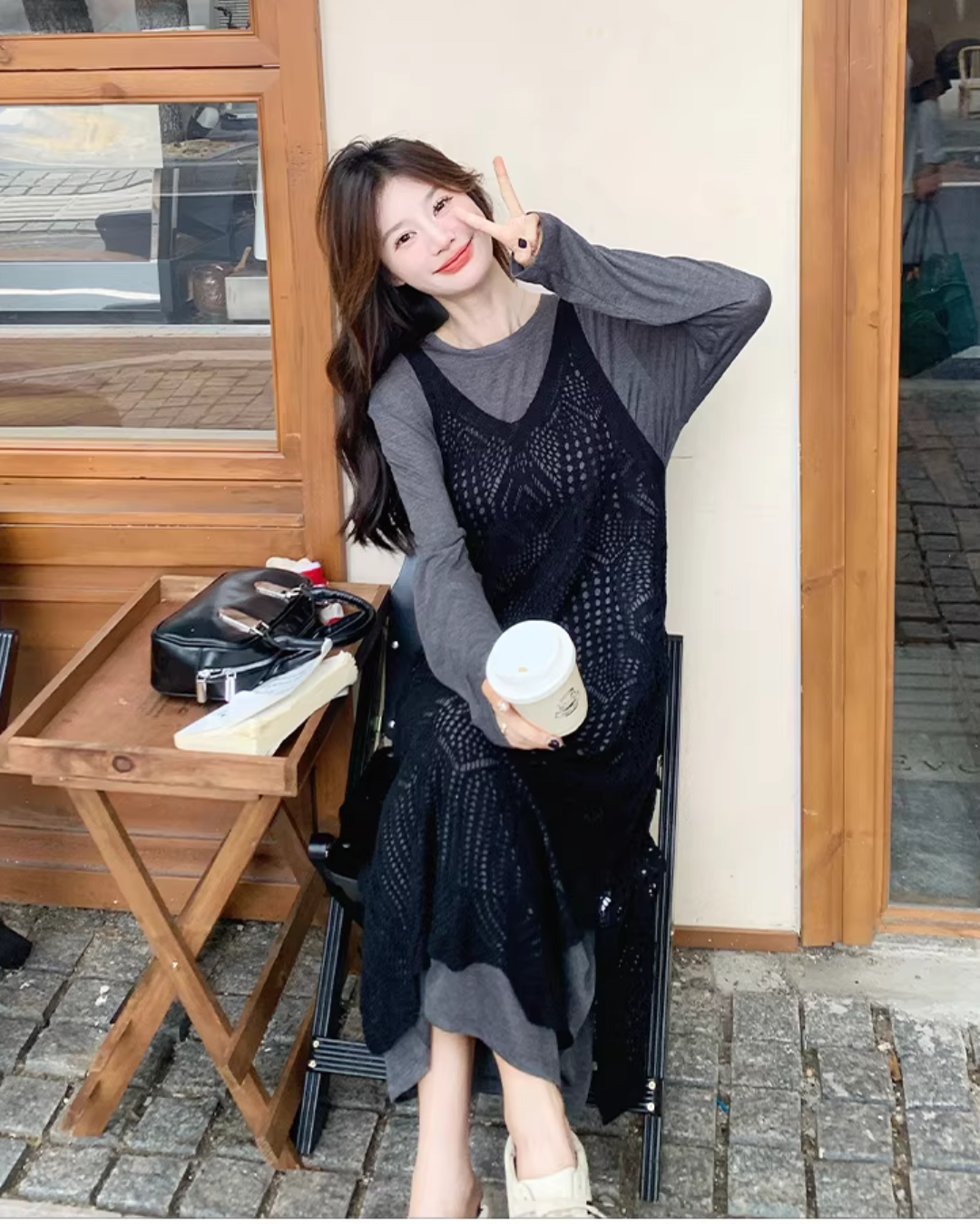 Hollow-Out Knitted Vest Dress QAZ0006