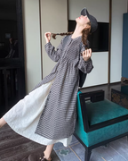 Gingham Check Shirt Dress / White Long Skirt QAZ0024