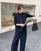 Silver Button Tweed Vest / Wide Pants QAZ0047