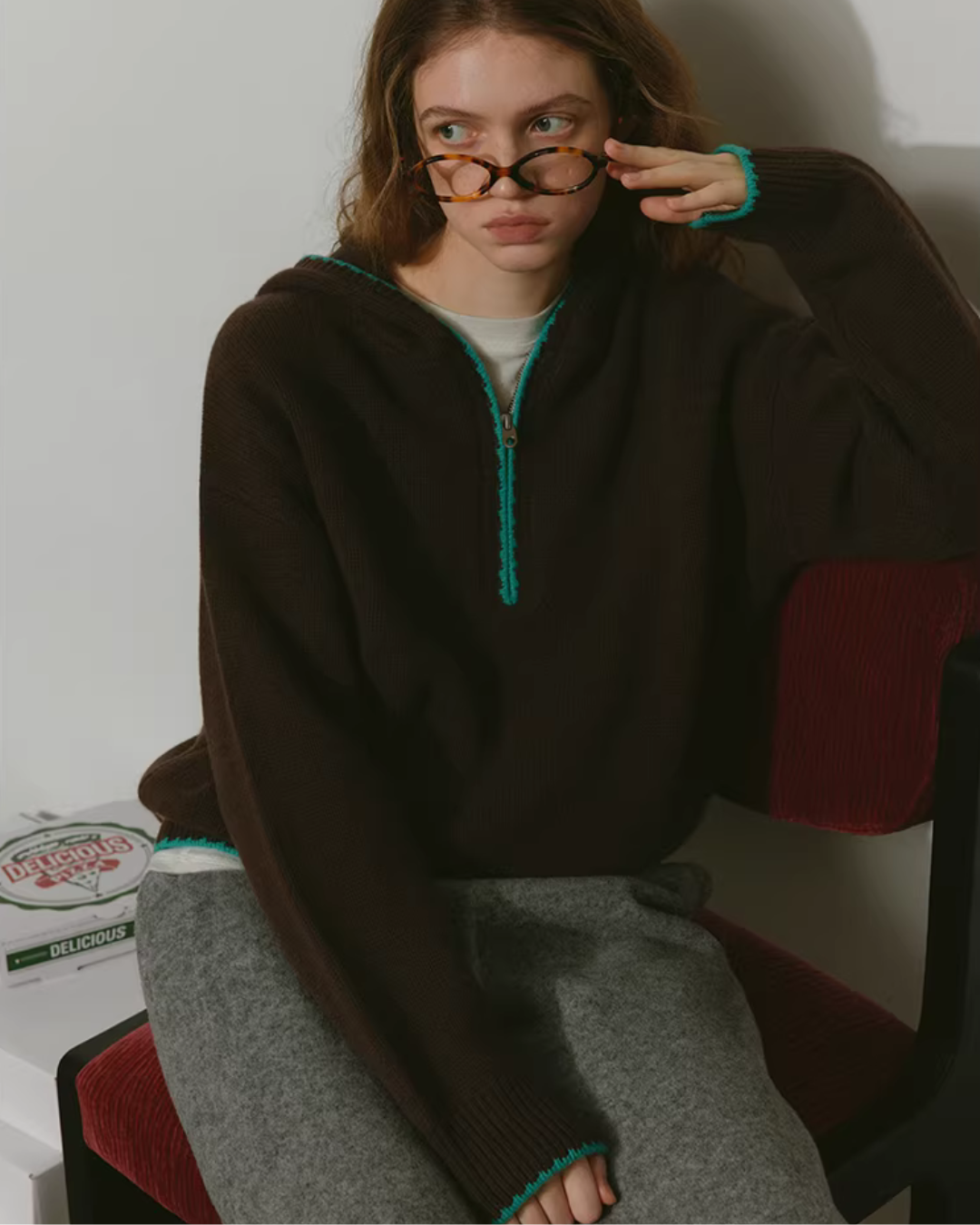 Half-Zip Hooded Knit RLZ0003