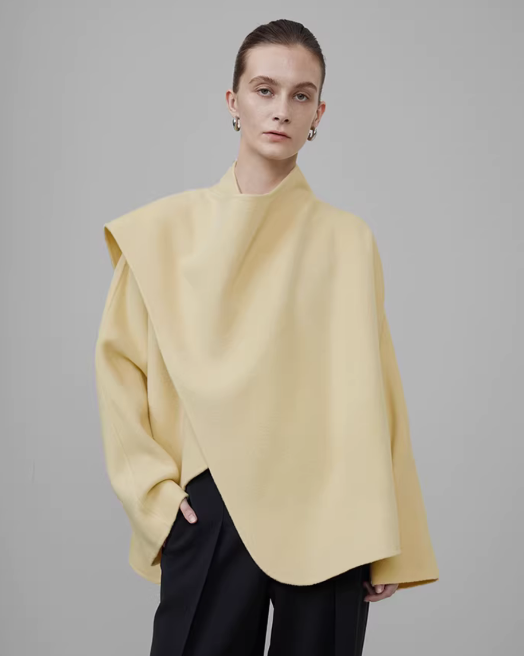 Irregular Collar Double-Faced Coat UNS0032