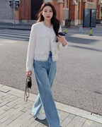 Fringe No-Collar Tweed Jacket QAZ0040