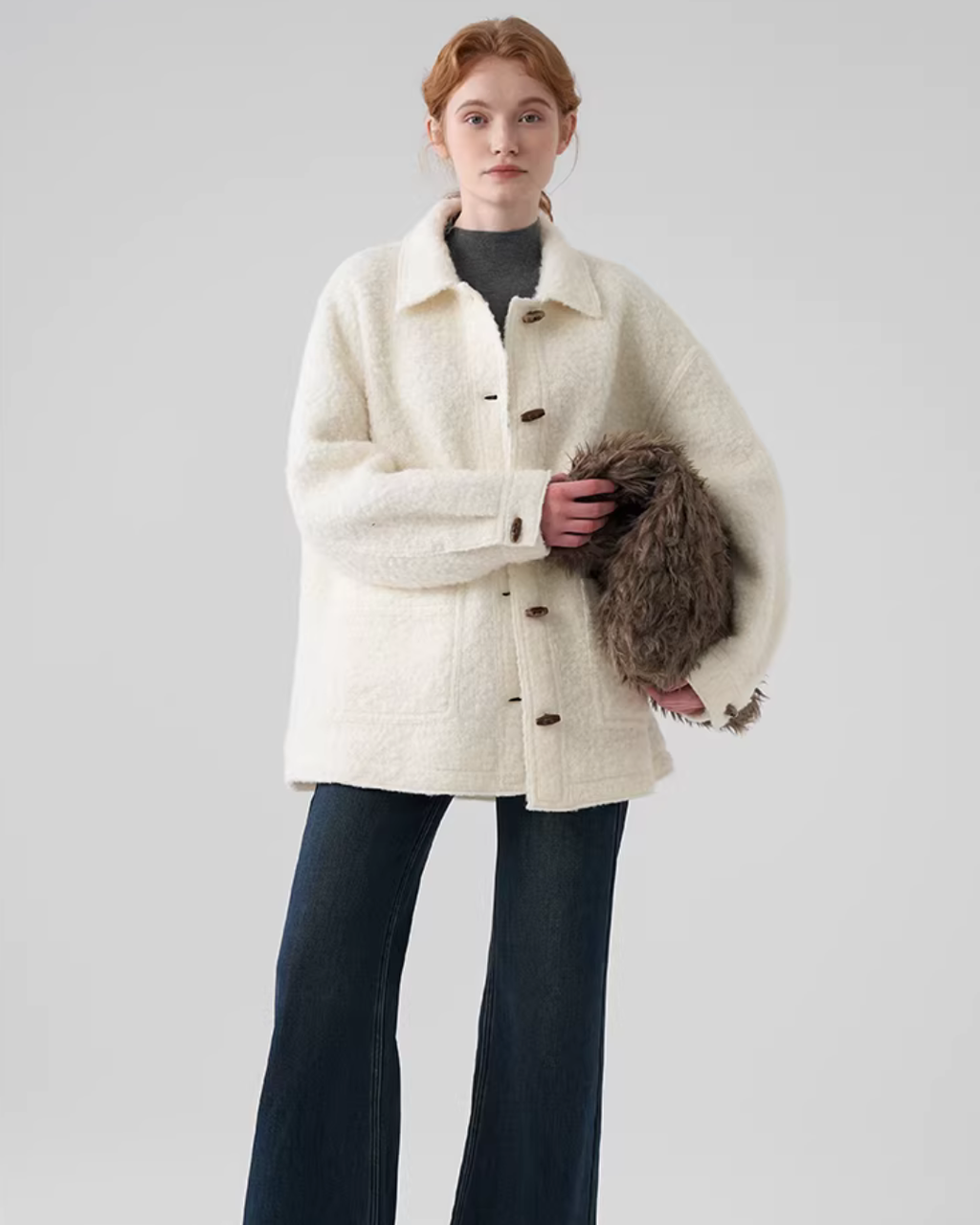 Fluffy Wool Duffle Coat JIU0047