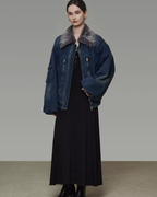 Fur Collar Denim Jacket UNS0041